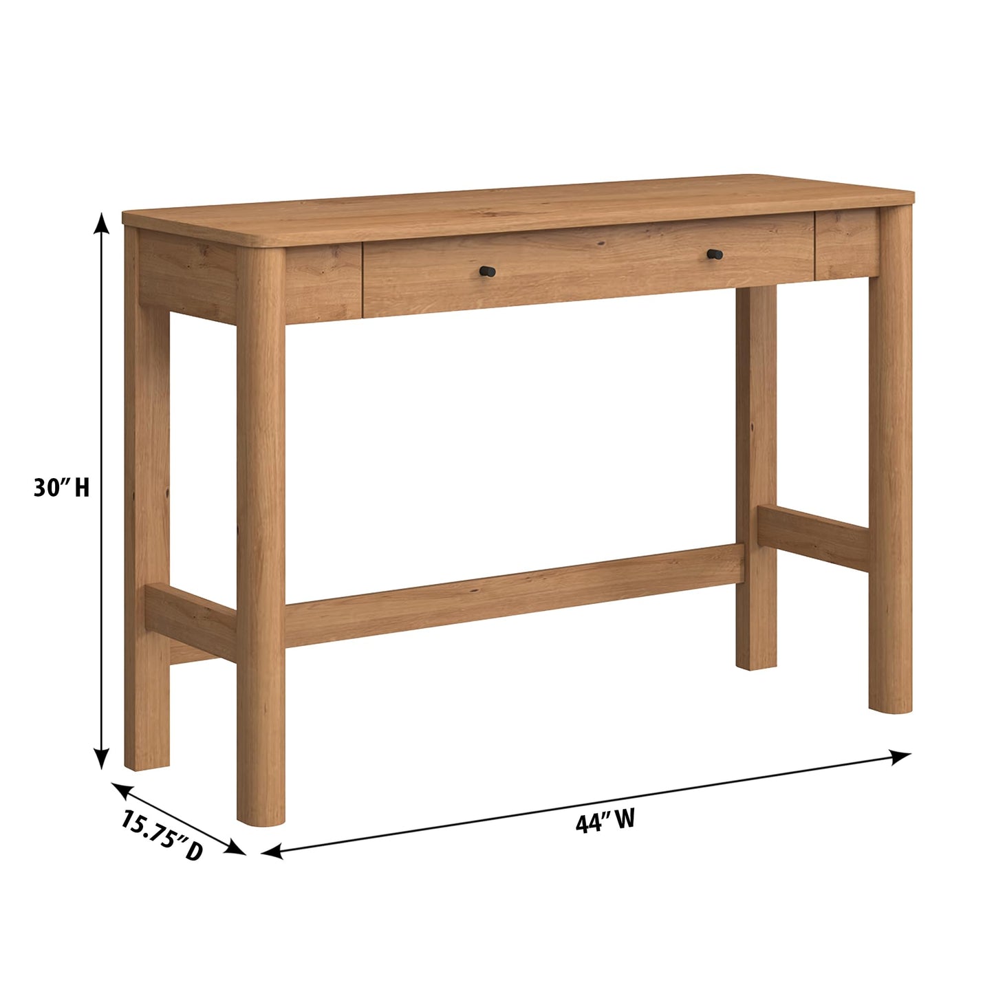 Walker Edison Penelope Modern Writing Desk with Drawer Storage, 44 Inch, English Oak