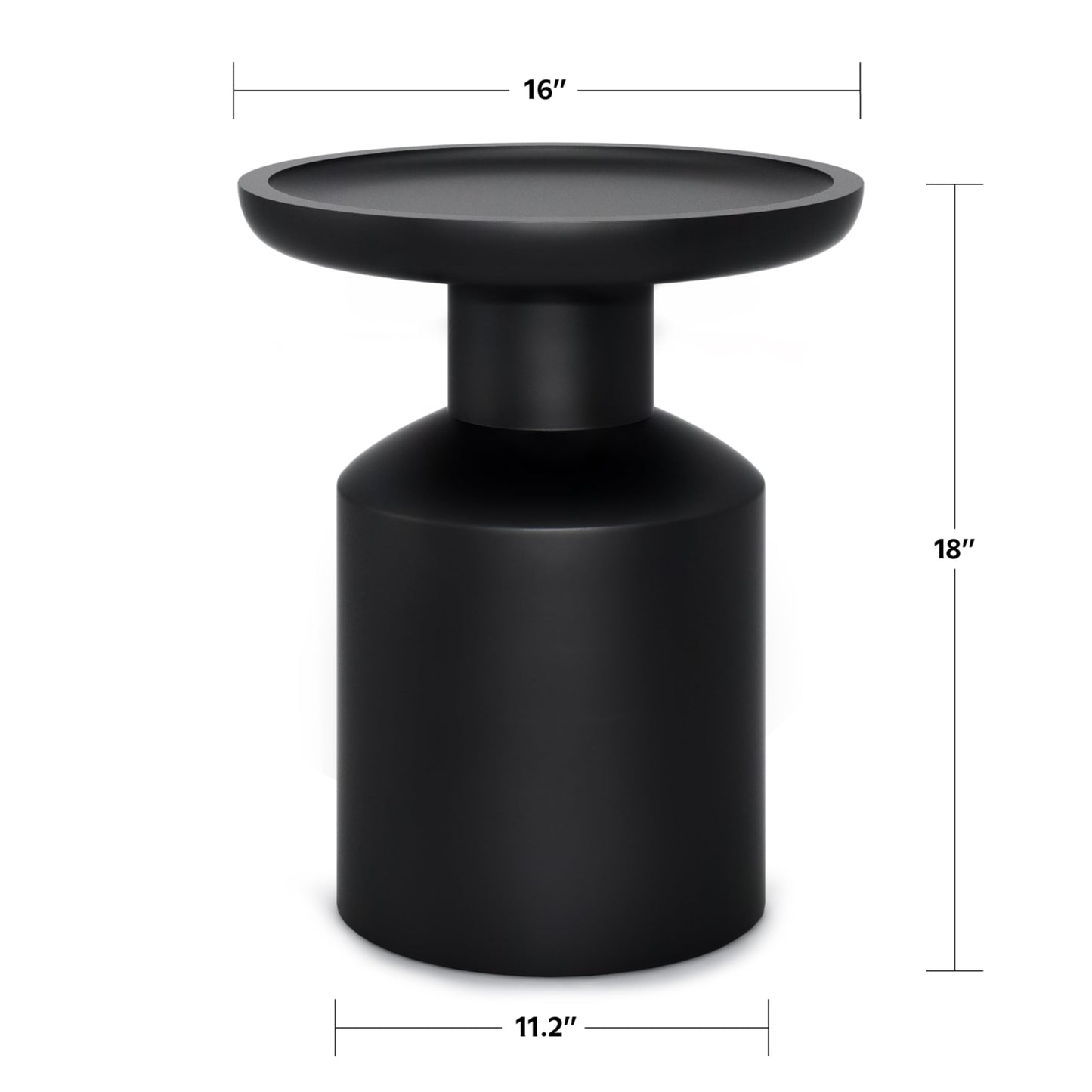 SIMPLIHOME Haynes End Table - 16 inch Wide Solid Mango Wood Round Accent Table with Sculptural Pedestal Base in Black, Boho Nightstand or Lamp Stand for Living Room or Bedroom, Assembled