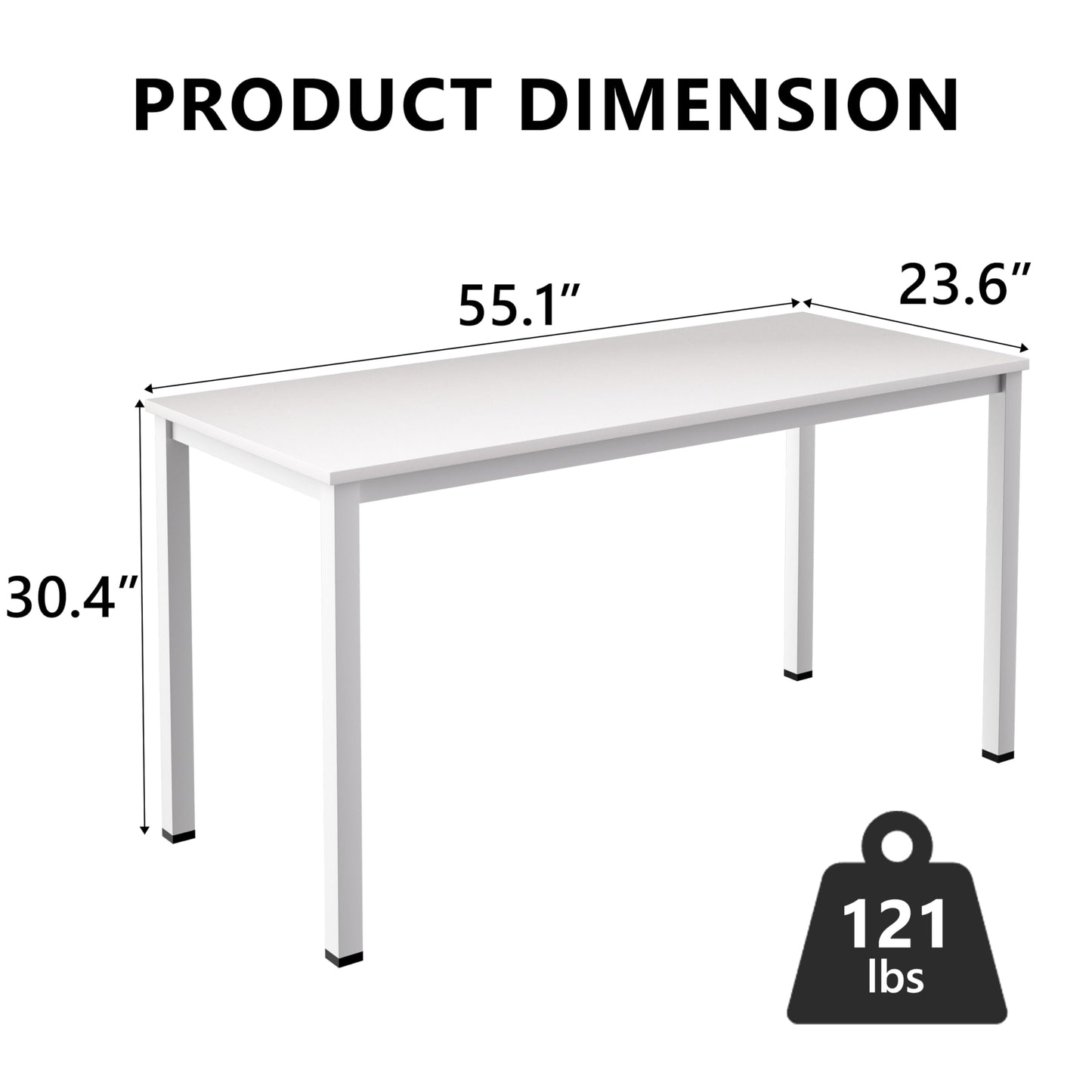 NewBeth Computer Desk for Small Space,Modern Simple Laptop Desk,Computer Table Study Writing Desk for Home Office,Dining Room,Living Room (White, 55 * 23.5in)