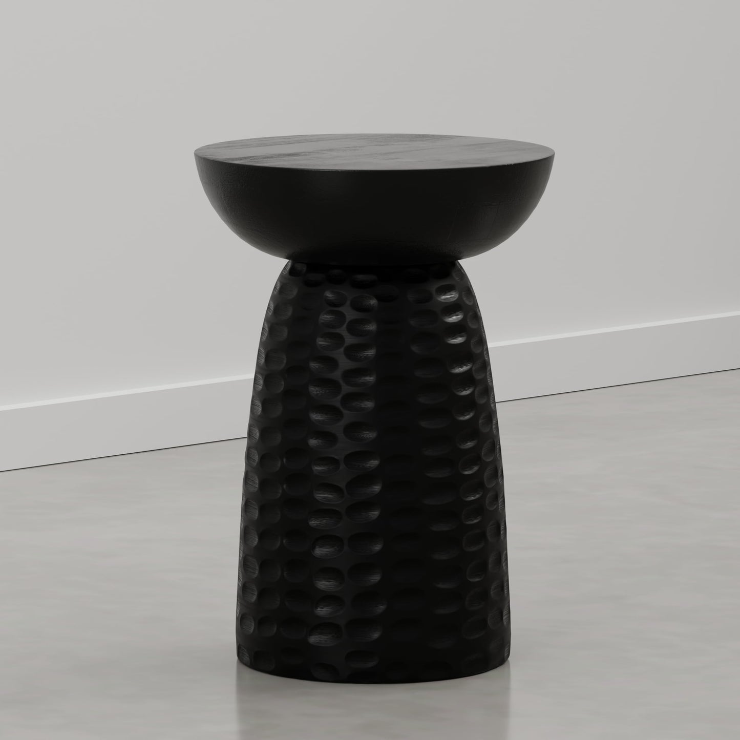 SIMPLIHOME Boyd End Table - 13" Wide x 18" High Solid Mango Wood Round Accent Table in Raven Black, Handcrafted Contemporary Nightstand or Lamp Stand for Living Room, Bedroom, or Office, Assembled
