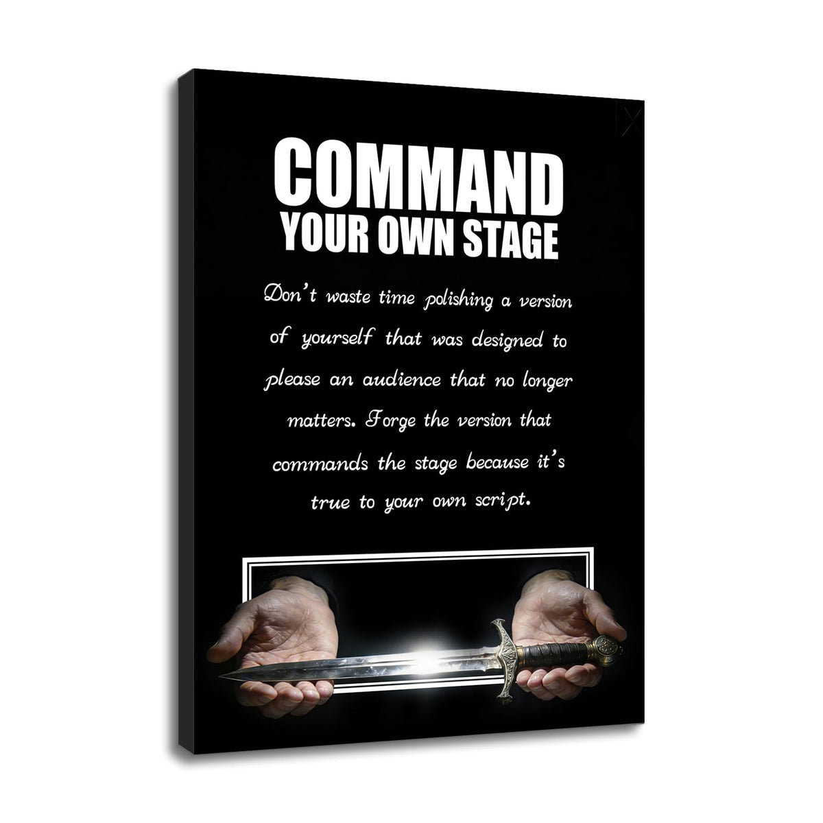 YSPCSUN Inspirational Posters For Home Office Decor Glowing Sword Wall Art Motivational Quotes Canvas Paintings Leadership Signs For Gym Masculine Room Decoration Ready To Hang 24x18 Inch