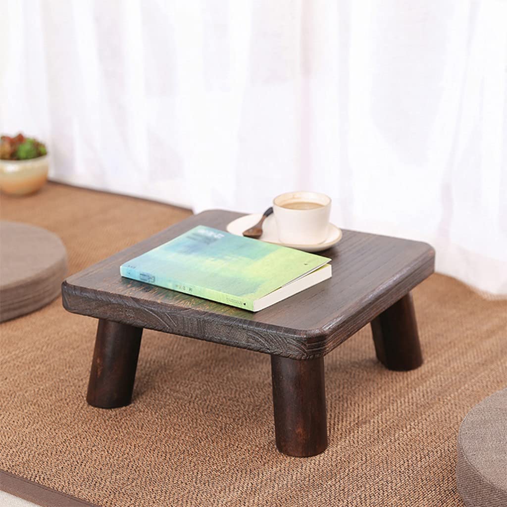 GHHDPXM Bay Window Square Coffee Table Zen Tea Low Table Retro Japanese-Style Small Coffee Table Simple Table Low Stool (Size : 35x35x18cm)