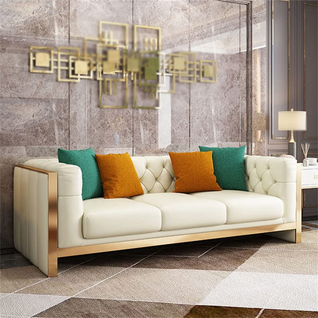 YWMLFZ Hotel Studio Sofa Bed Home Furniture Leather Loveseat with Stainless Steel Foot Combination Chaise Longue