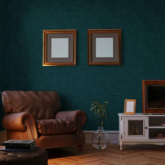 Dark Green Wallpaper Peel and Stick Textured Blackish Green Grasscloth Contact
