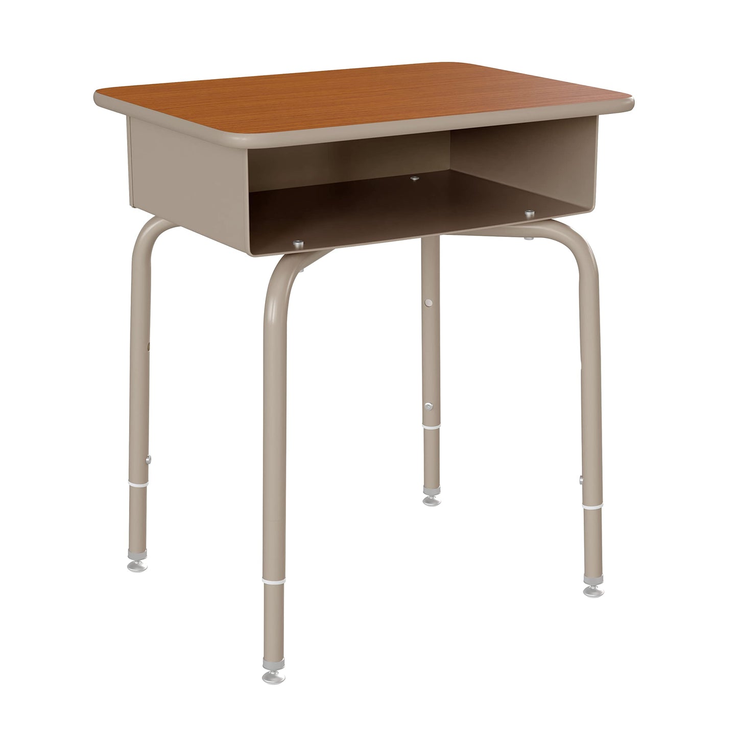 Flash Furniture Billie Student Desk - Walnut Open Front School Desk - Silver Metal Frame - 24"W x 18"D Adjustable Height, Durable for School or Remote Learning