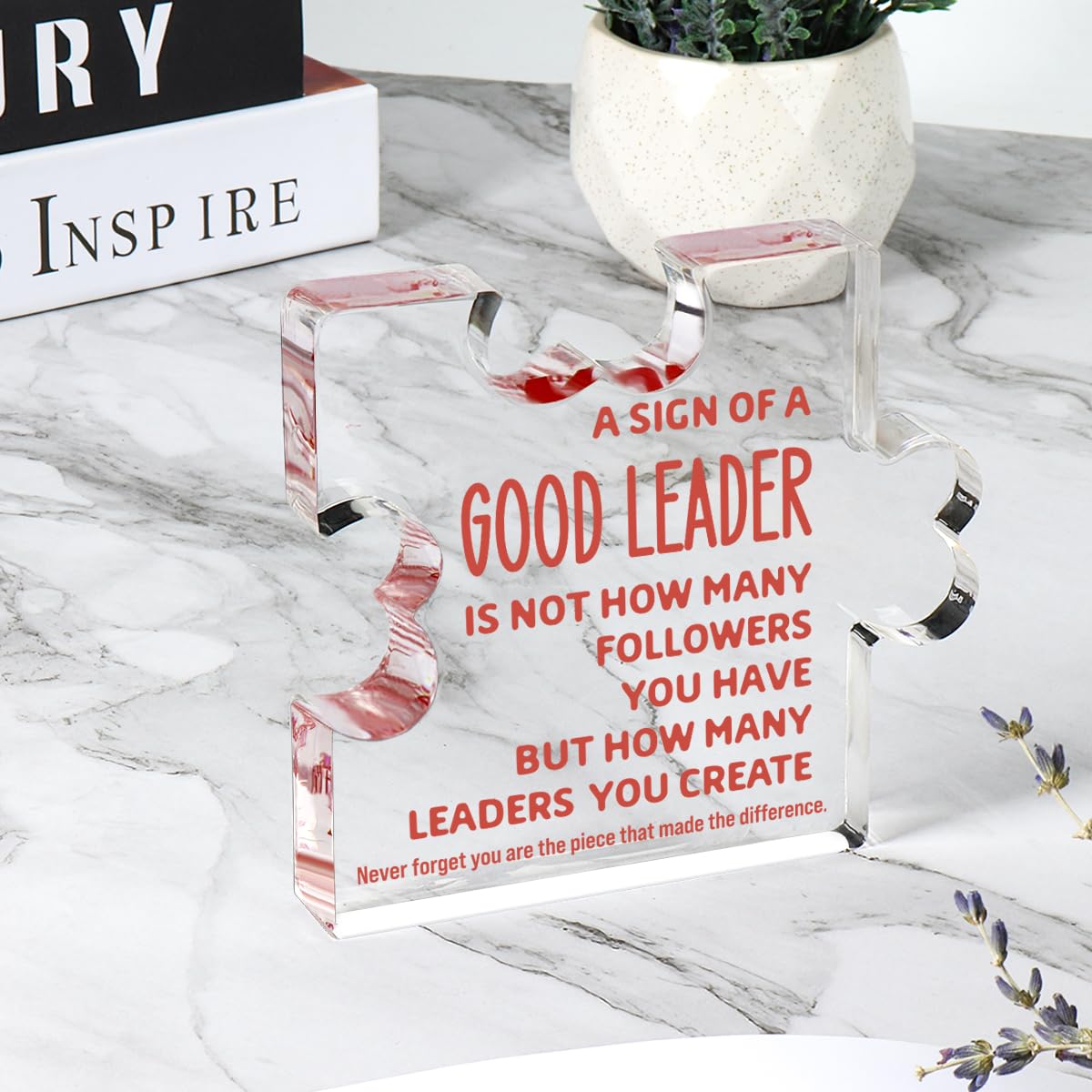 TuSuQing Thank You Gift for Good Leader Boss Supervisor Manager - Retirement Coworker Farewell Promotion Celebration Christmas Birthday - Office Irregular Acrylic Decor Table Signs
