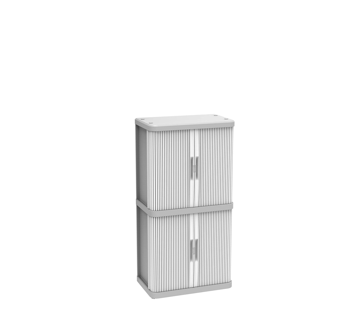 Terry, Rolling Space Cab 2, Indoor and Outdoor 2-Compartment Cabinet with Two Sliding Doors, 2 Adjustable Internal Shelves, Grey, in Recycled Plastic, Dimensions: 59x36x115 cm