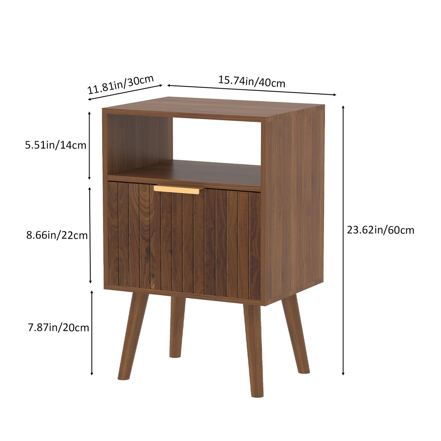 Aenuert Nightstand, 2-Tier Night Stand with Drawer, Wooden Bedside Table for Bedroom Study Room Small Spaces, Rustic Brown