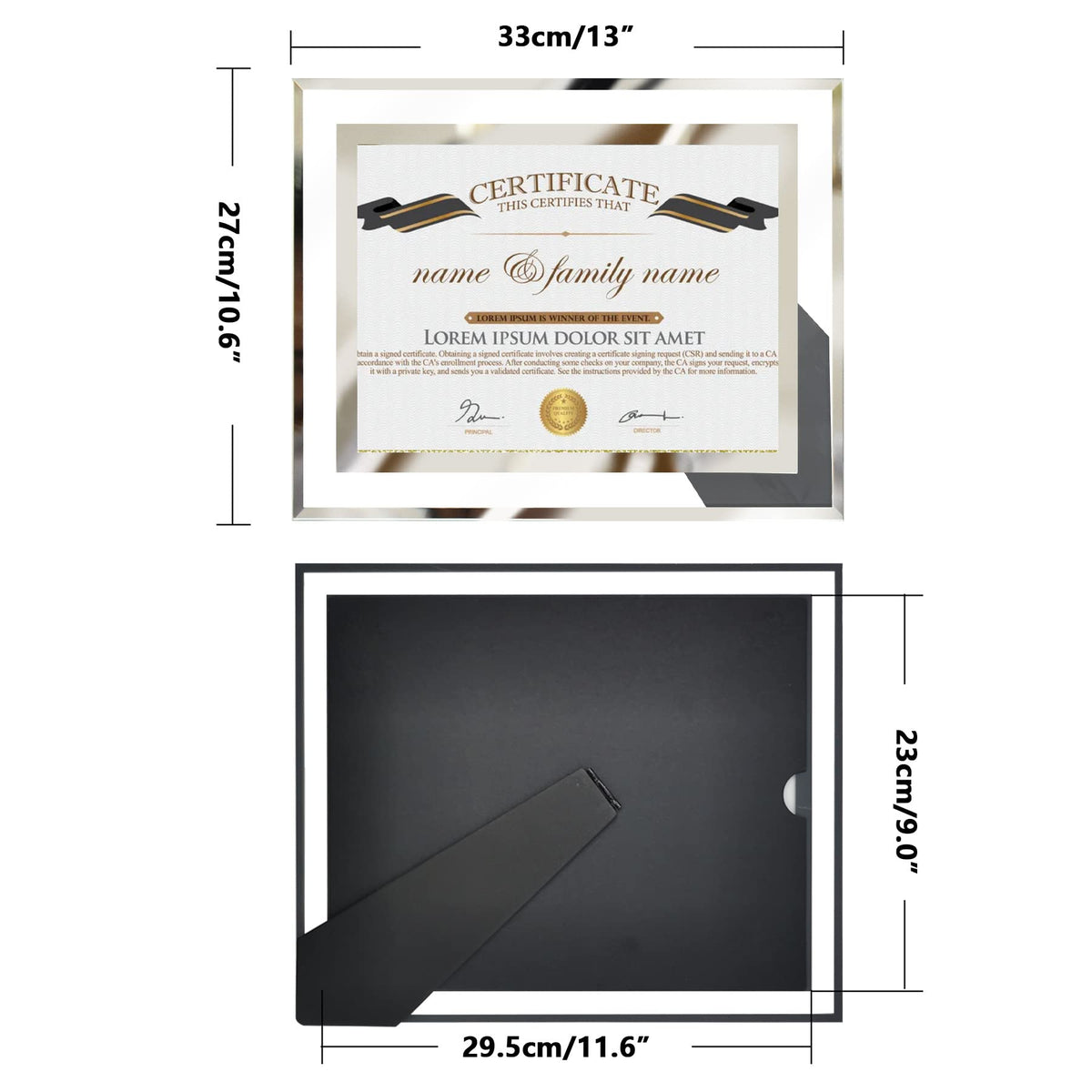LUCKYLIFE 8.5x11 Picture Frame Glass Certificate Document Frame for Tabletop Display, 1 Pack