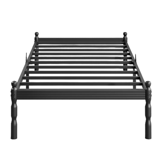 ZIYOO Twin Size Bed Frame with Mattress Slide Stopper, 14 Inches Heavy Duty Sturdy Platform with Vintage Style, Anti-Slip Design, Easy Assembly, No Box Spring Needed
