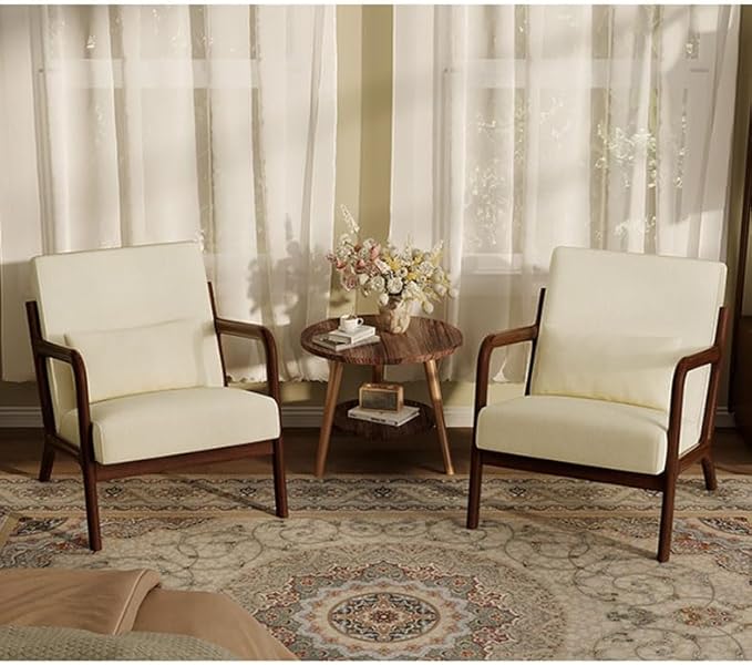 Garvee Mid-Century Chenille Accent Chair Set of 2, Cozy Reading Chair, Modern