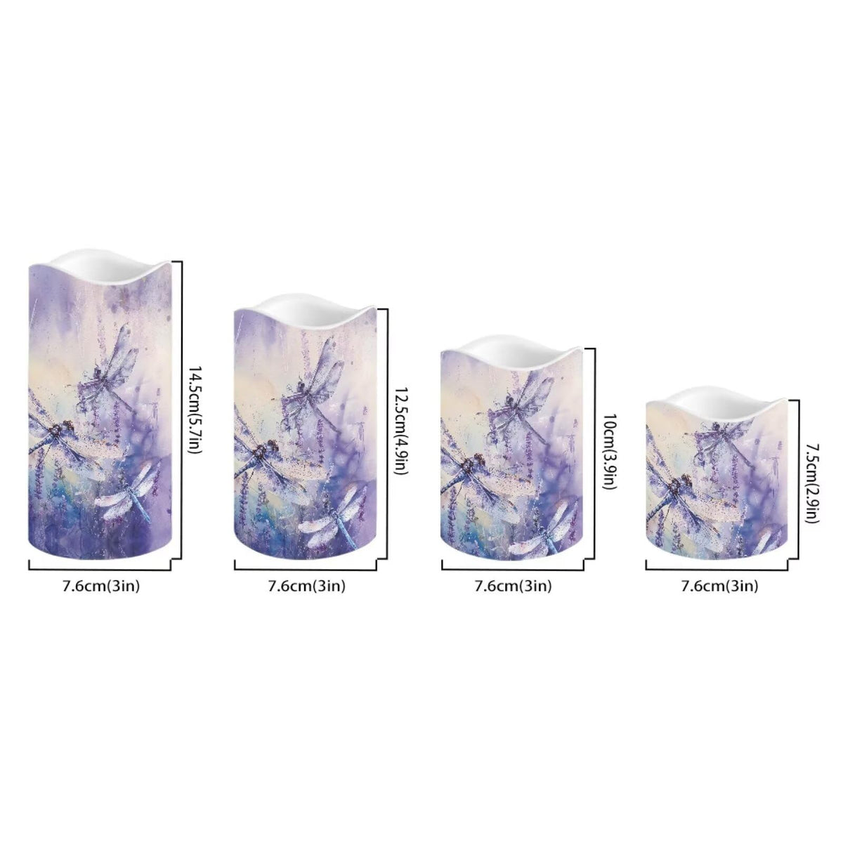 Cozeyat Purple Floral Holiday Season Flameless Candles 4 Pack Battery Operated LED Pillar Candles with Remote Timer Flickering Waterproof for Indoor Outdoor Decor