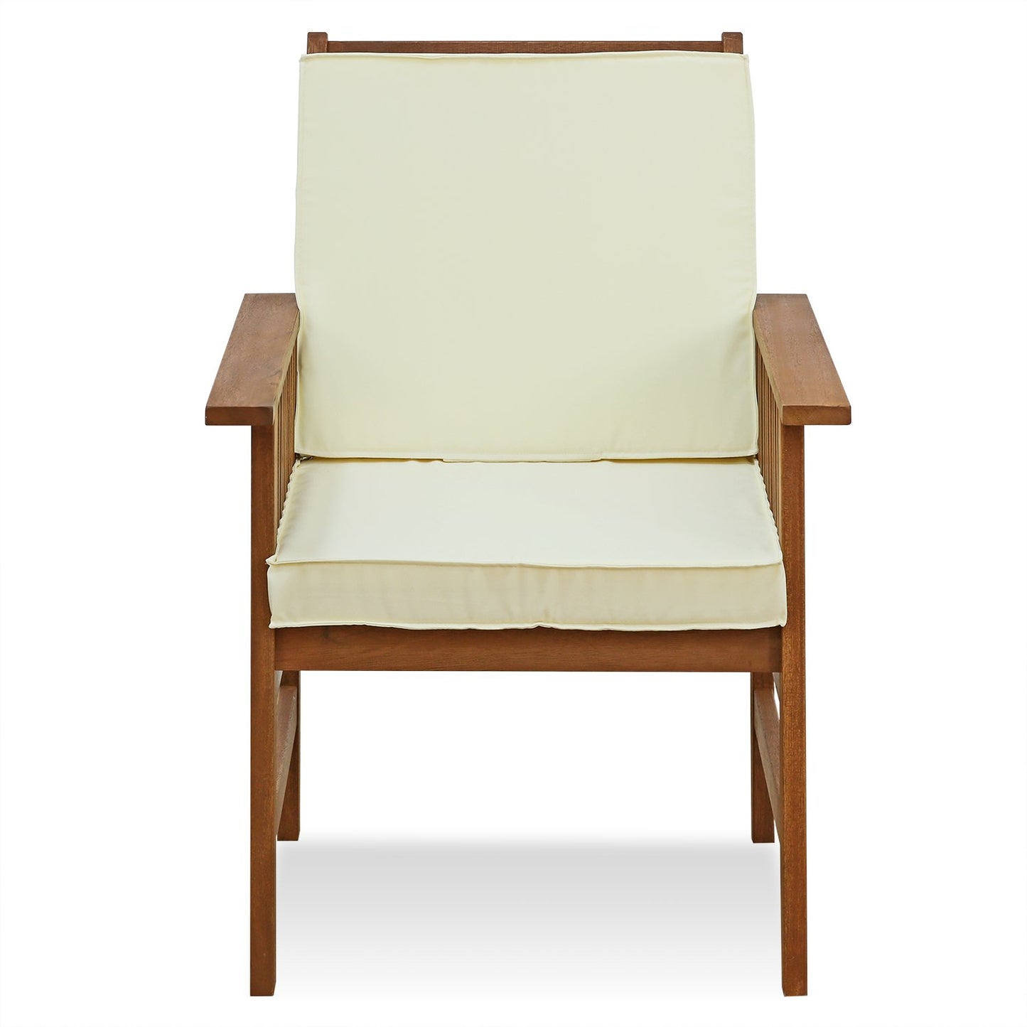 Furinno FG17318 Tioman Outdoor Hardwood Patio Furniture Armchair with Cushion Armchair with Cushion, 1 Arm Chair, Natural