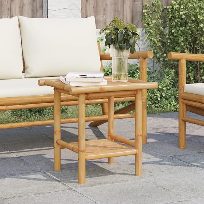 Bamboo Fiber Coffee Table with Storage Shelf, Eco-Friendly Modern Square Design