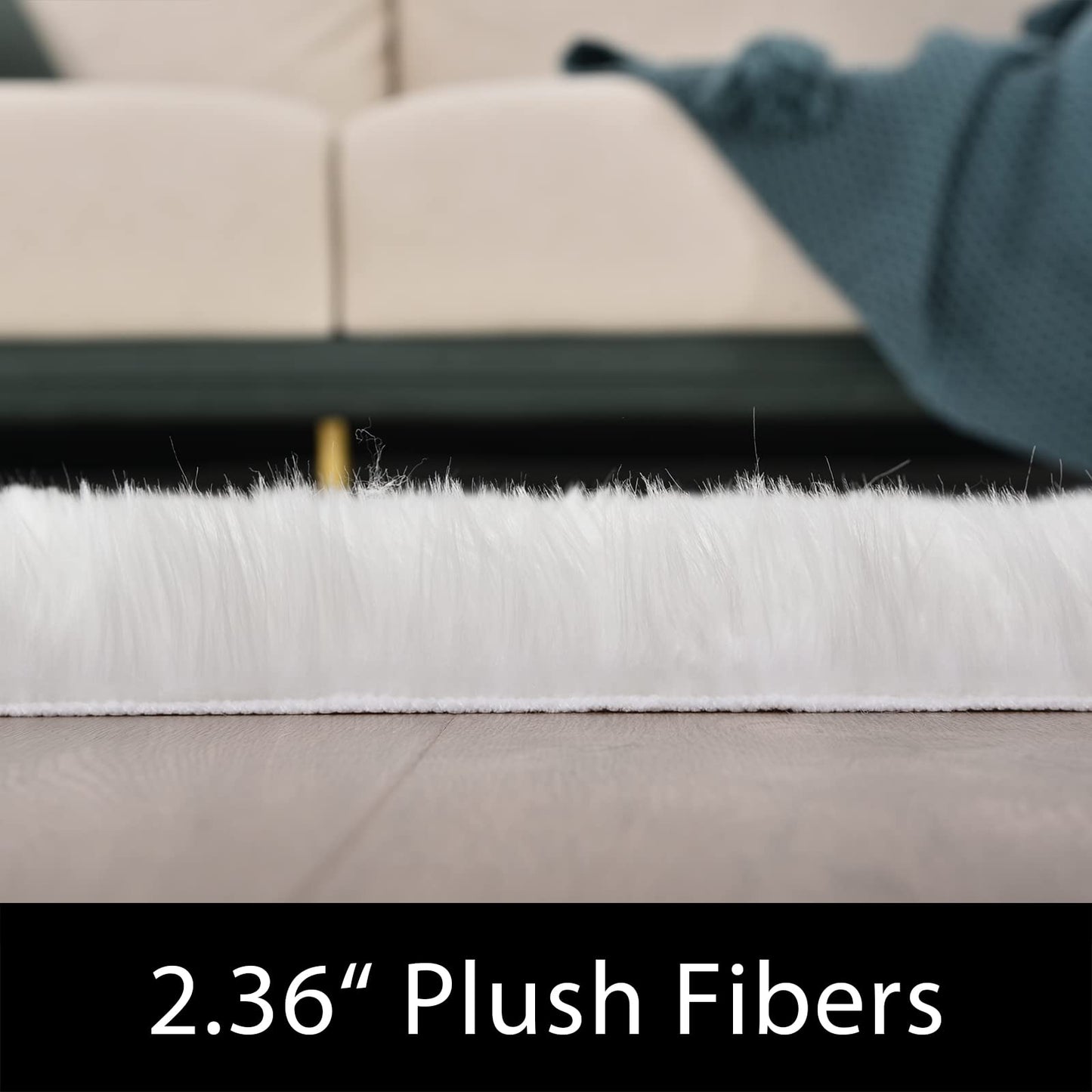 Latepis Large Area Rugs 6.7x10 Big White Faux Sheepskin Fur Rug for Living Room Washable Fluffy Rug for Bedroom High Pile Plush Shaggy Rugs Home Décor Rectangle