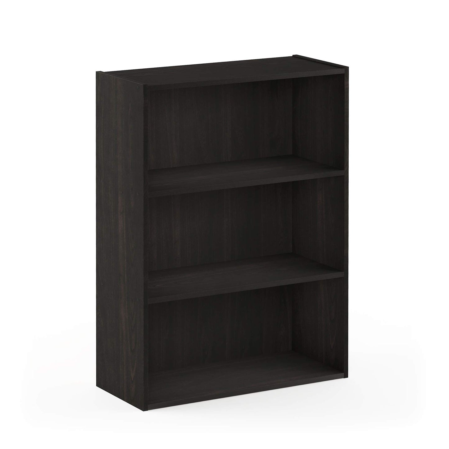 Furinno PASIR Book Shelf, 3-Tier Bookshelf, Storage Shelves Bookcase, 9.7 x 23.7 x 31.5, for Living Room, Bedroom, Home Office, Espresso