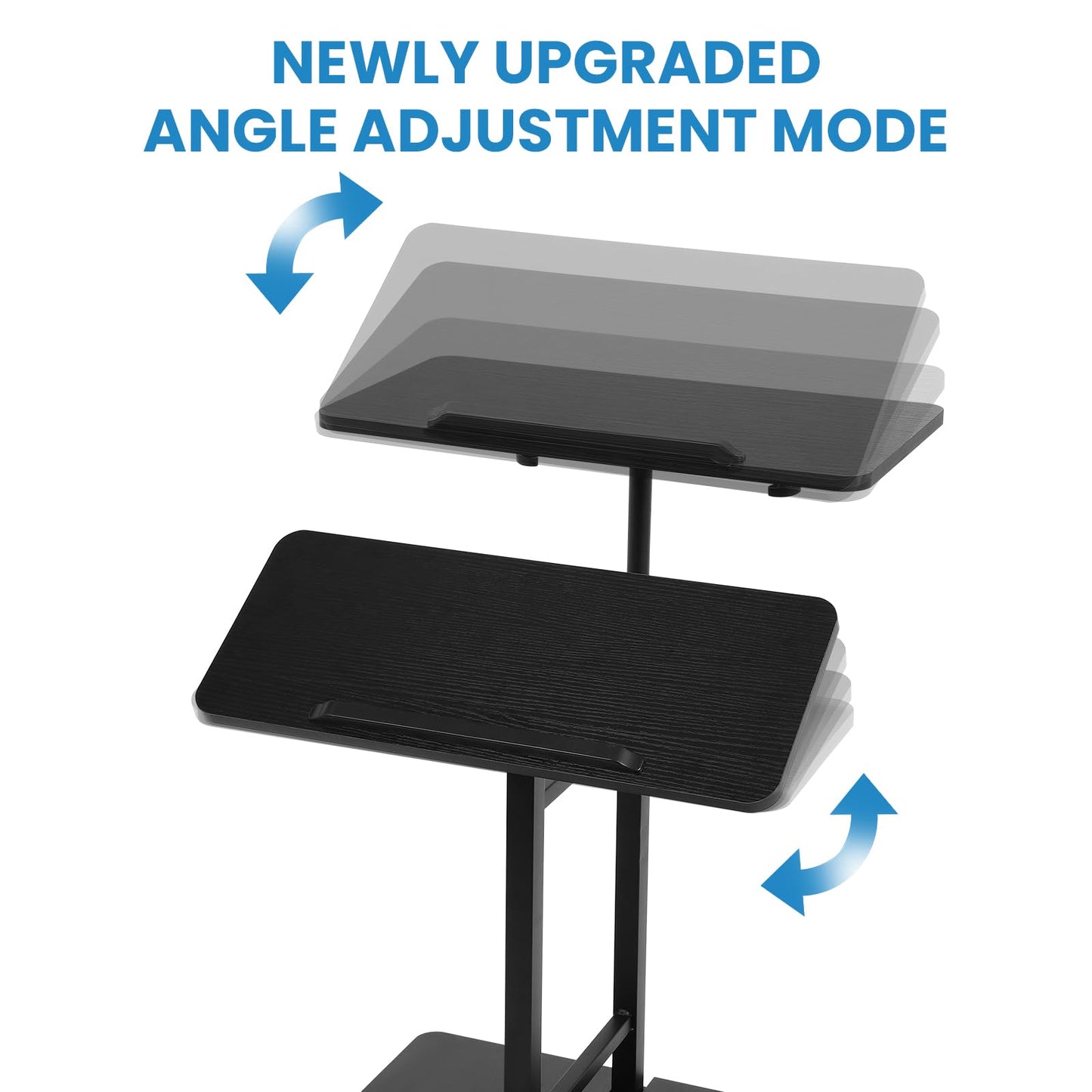 Computer Cart 23.6 Inch - No Assembly Sit-Stand Desk, Height Angle Adjustable Rolling Laptop Desk, Space-Saving Portable Desk with Wheels for Home Office Craft & Study, Black