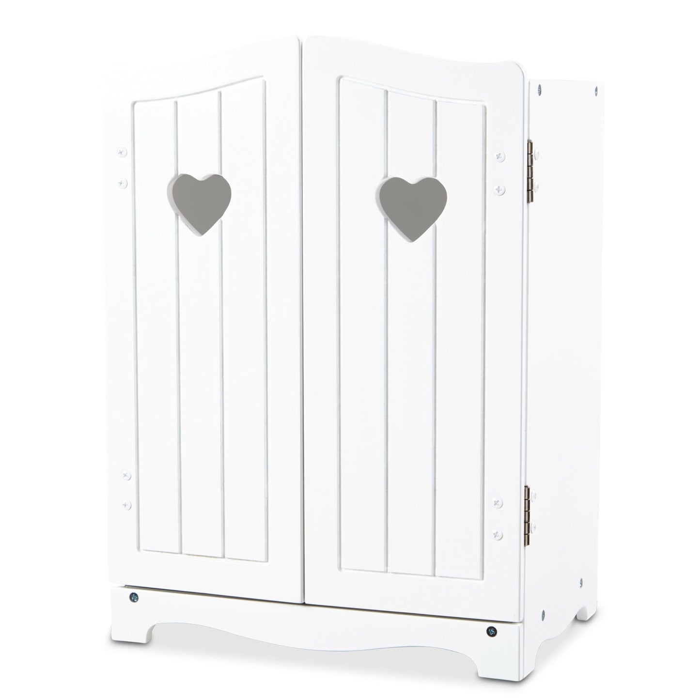 Melissa & Doug Mine to Love Wooden Play Armoire Closet for Dolls, Stuffed Animals - White (17.3”H x 12.4”W x 8.5”D Assembled) Wooden Pretend Play Closet, Doll Wardrobe