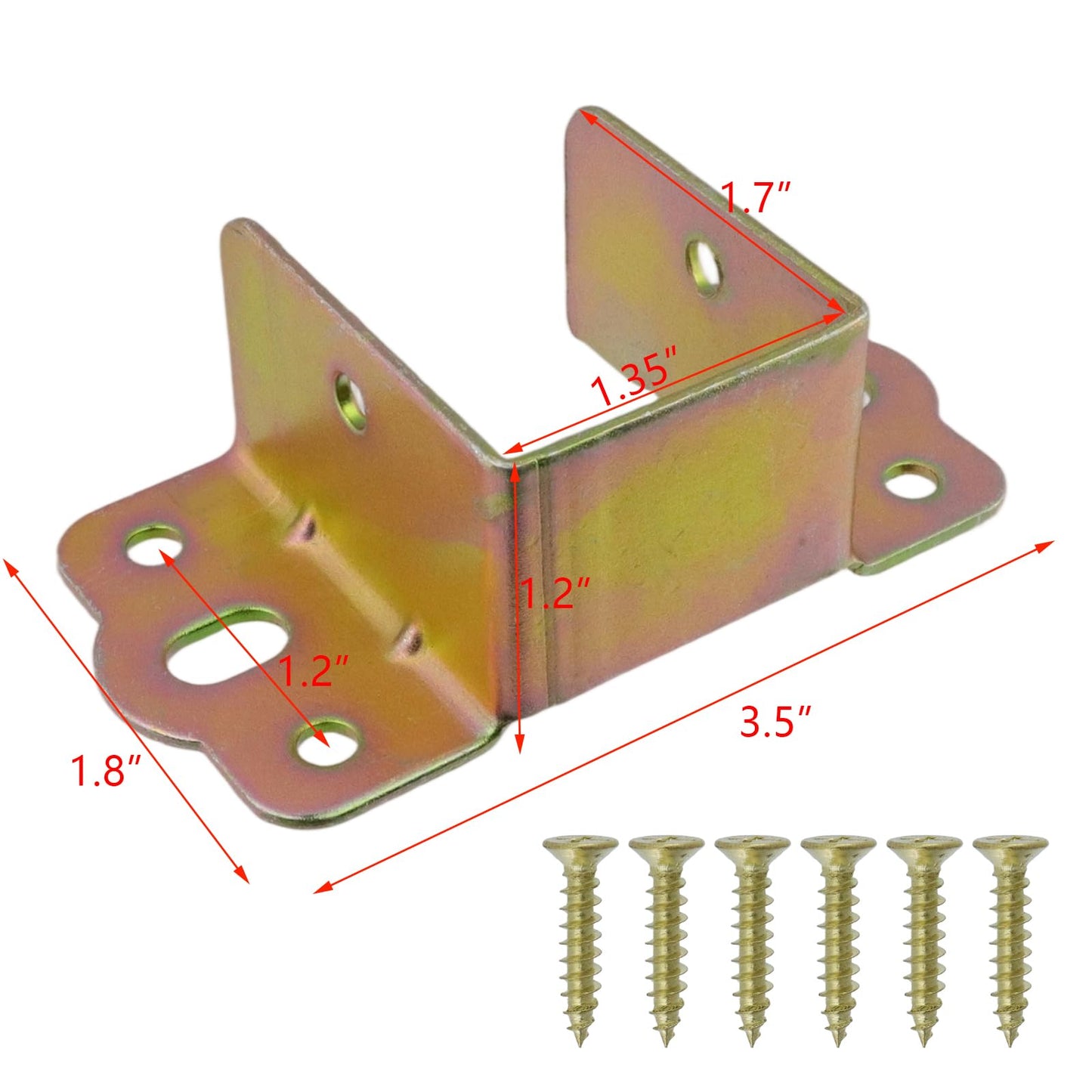 Coshar Bed Frame Brackets Heavy Duty Bed Rail Fittings Gold u-Shape Bed Supporters Hardware for Bunk Bed Headboard, Colorful 1.4"