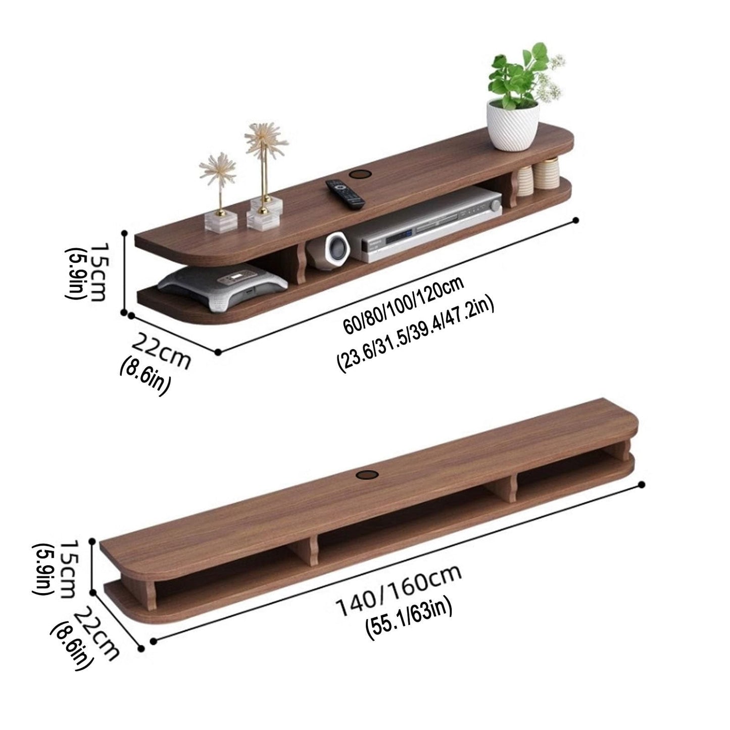 Sofa Tables Modern Wooden Console Table Semi Circular Design Rectangular Base Wall Accent Small Spaces Side Hallway Entryway,Modern Floating TV Stand - Wall-Mounted Media Console Shelf, Wood
