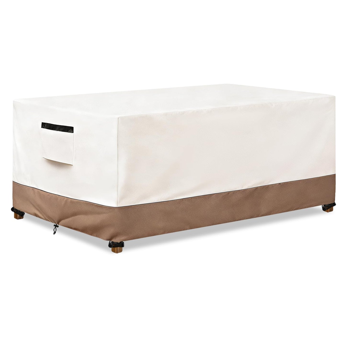 SoloToo Rectangle Outdoor Table Cover Waterproof Heavy Duty Patio Furniture Covers, Rectangle Outdoor Dining Table Cover - 60" W x 38" D x 28" H (Beige & Brown)