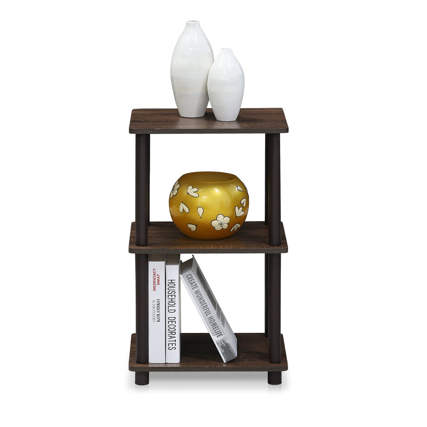 FURINNO Turn-N-Tube 2 Space Shelf, Walnut/Brown