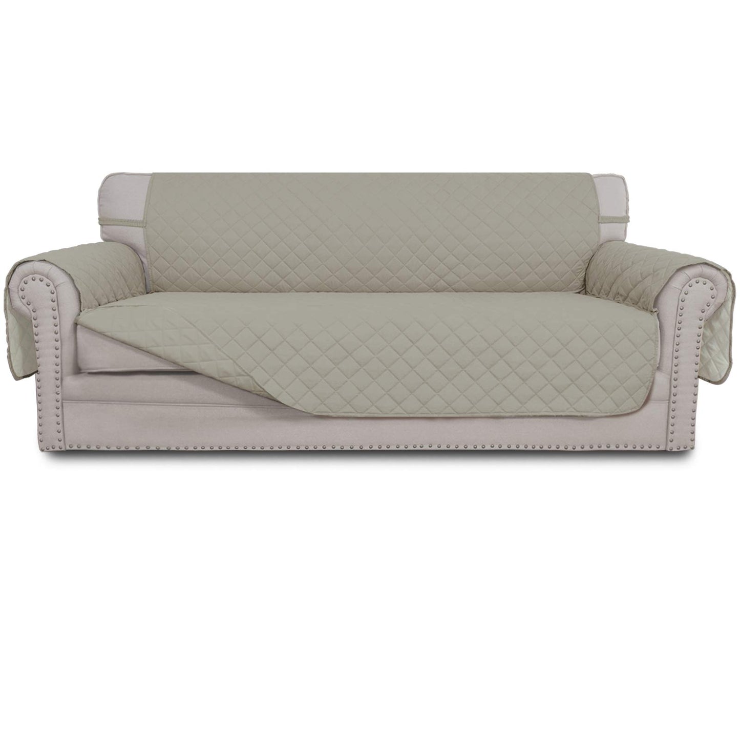 Easy-Going Reversible Couch Cover for 3 Cushion Couch Sofa Cover for Dogs Water Resistant Furniture Protector Cover with Foam Sticks Elastic Straps for Pet Cat (Sofa, Beige/Beige)