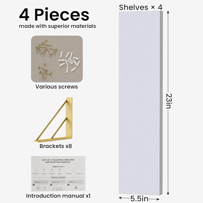 BAYKA Wall Shelves for Bedroom Decor, Floating Wall Shelf for Living Room