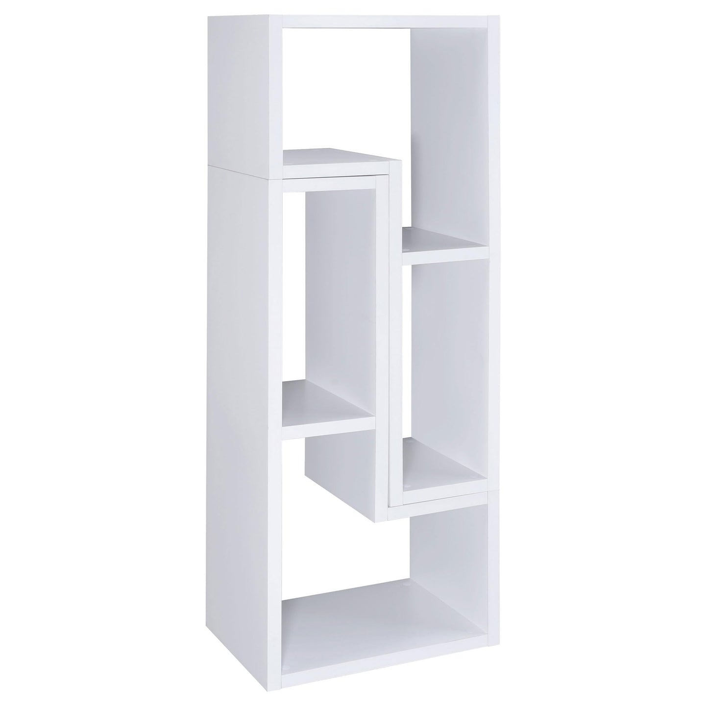 Coaster Home Furnishings - Velma - Engineered Wood - Multipurpose 4-Shelf TV Stand Bookshelf with Geometric Design, Cube Shelves, Transitional Style - Living Room and Home Office - White - 800330