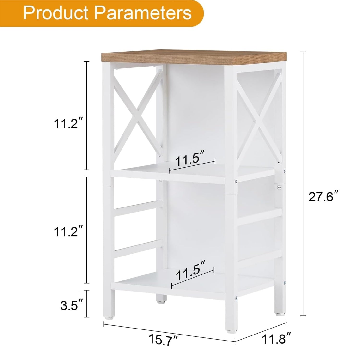 MNEETRUNG Small Bookshelf,3 Tier Industrial Bookcase with Metal Frame and Backboard,Low White Book Shelf,Book case for Small Spaces,Living Room,Bedroom and Home Office