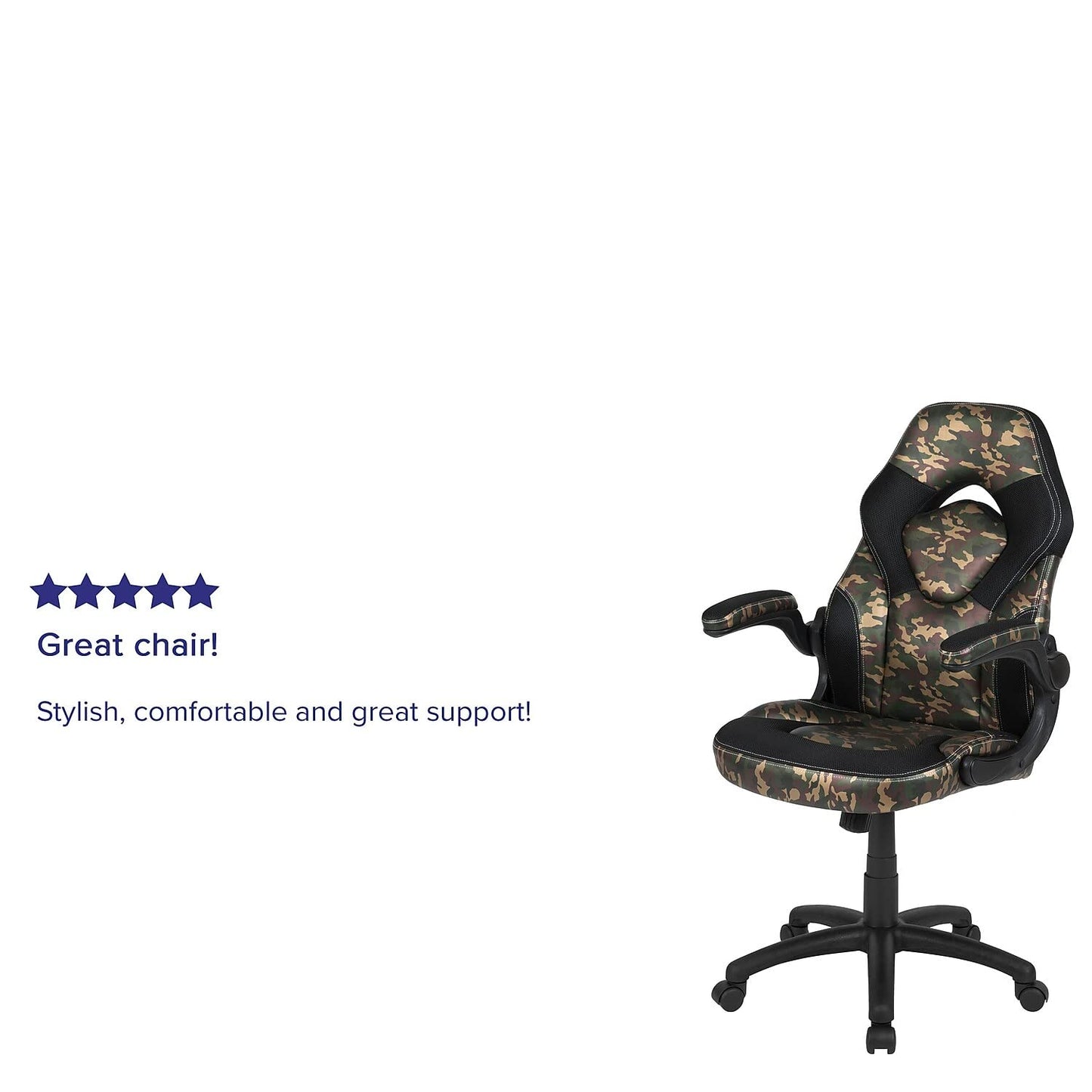 Flash Furniture X10 Gaming Chair Racing Office Ergonomic Computer PC Adjustable Swivel Chair with Flip-up Arms, Camouflage/Black LeatherSoft