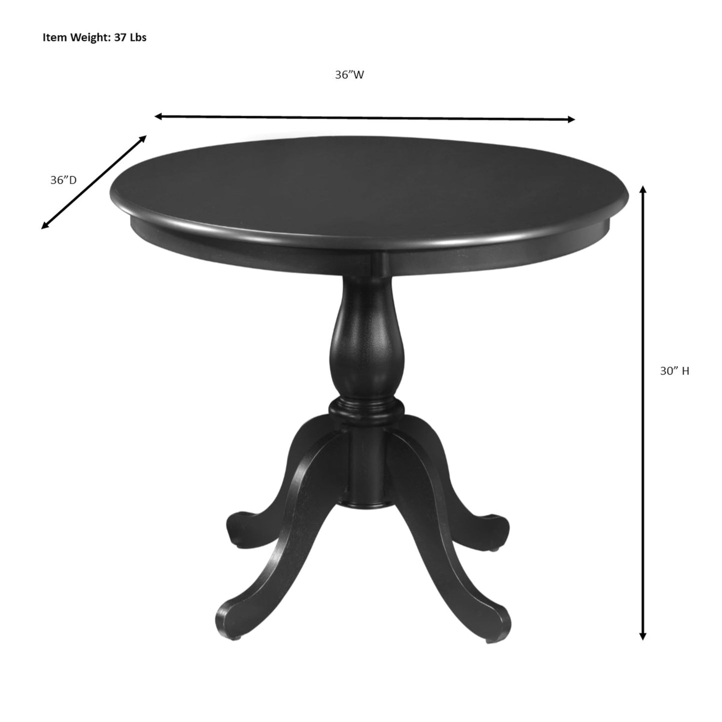 Carolina Chair & Table Fairview Round Dining Table – Classic American Style Furniture, Seats 2-4 Person Wooden Top Pedestal Base Table for Kitchen or Dining Room (Natural Driftwood, 36")