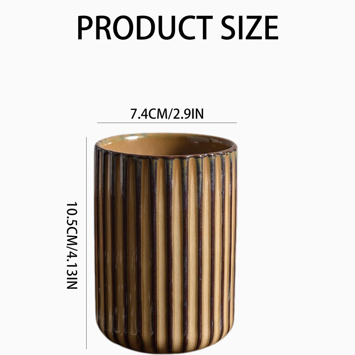 Ceramic Toothbrush Holder for Bathroom, Ceramic Toothbrush Cup, Toothpaste Organizer for Bathroom Countertop, Bathroom Storage Organizer, Kiln Transformation Cup (Brown)