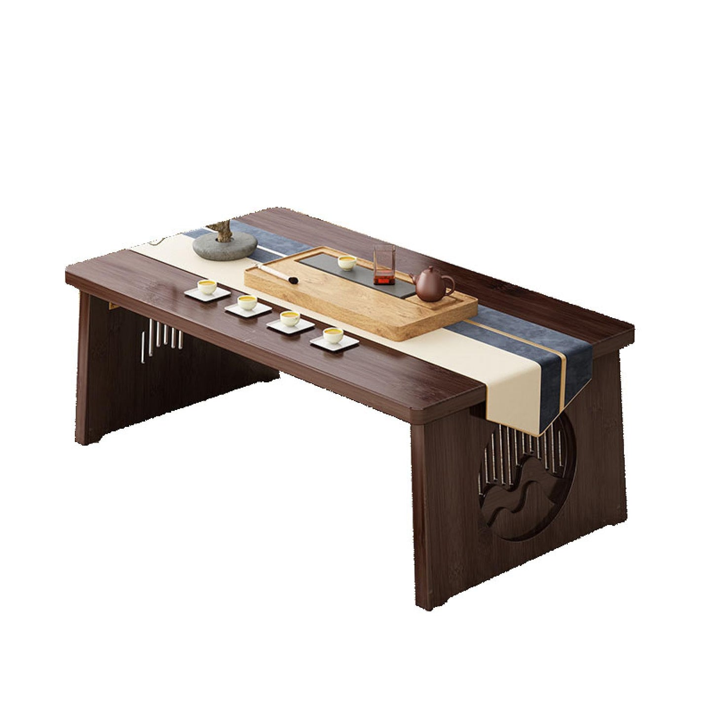 Japanese Floor Table Foldable Laptop Desk for Bed Breakfast Tray Zen Style Table for Tea & Coffee Antique Meditation Altar SpaceSaving Design