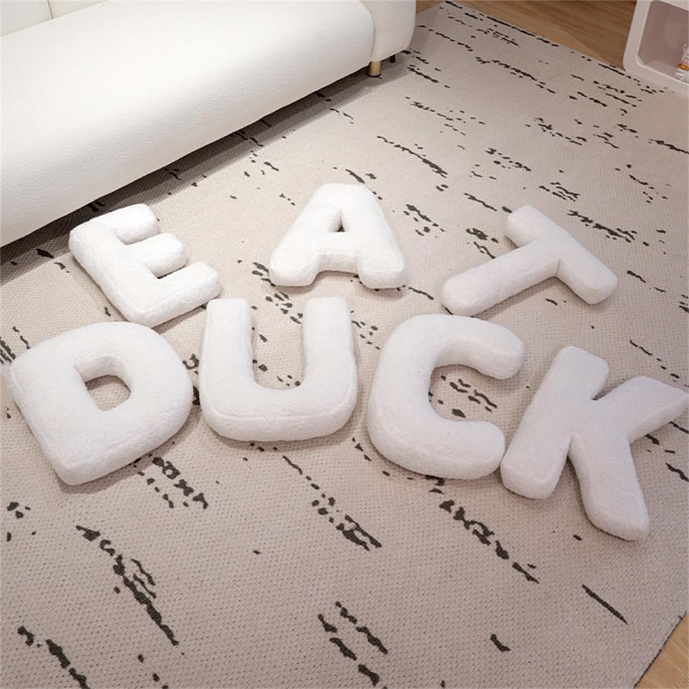 Decorative Initial Letter Shaped Throw Pillows for Bed Couch, English Alphabet A to Z for Sofa Bedroom Living Room Decor (D)