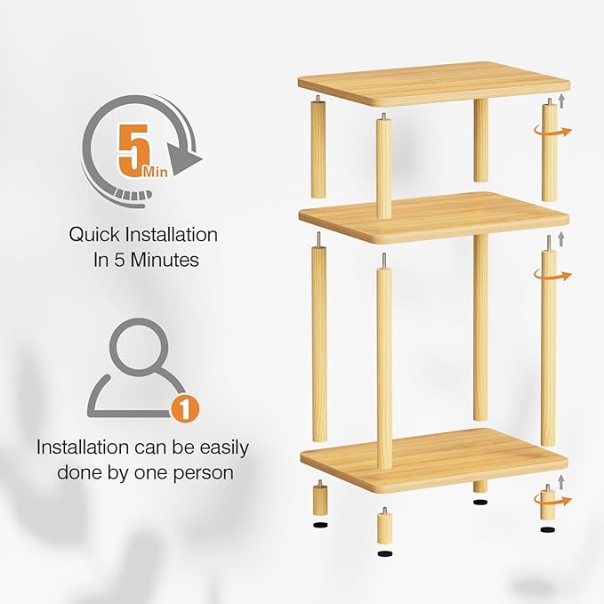 Apicizon 3 Tier End Table, Record Player Stand