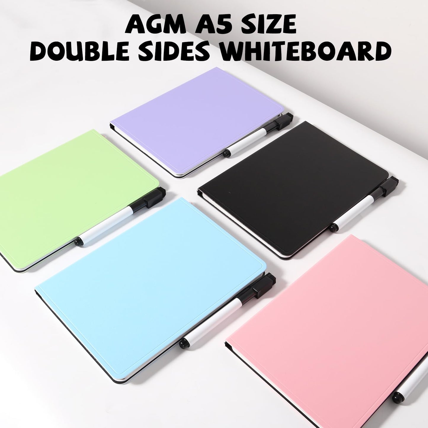 AGM Portable White Board Dry Erase, Double Sided Folding Whiteboards with Pen, Mini Portable Dry Erase Board for Study, Meeting, Doodling, Planning, Black