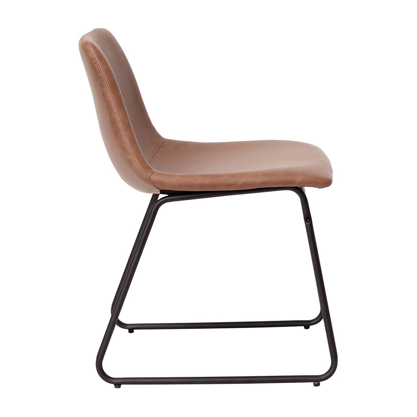 Flash Furniture Butler 18" LeatherSoft Dining Table Height Chairs, Mid-Century Modern Bucket Style Dining Chairs, Set of 2, Light Brown/Black