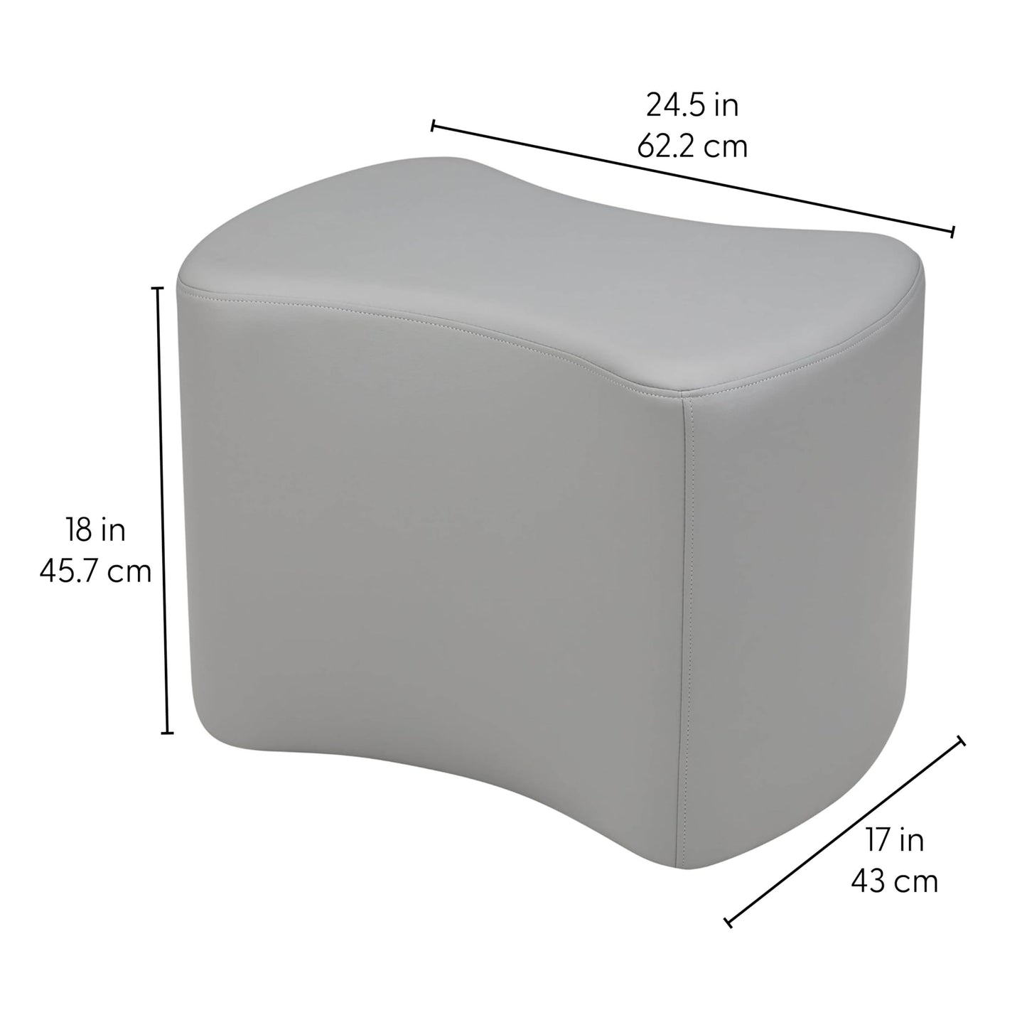 FDP Pro Series Bowtie Accent Ottoman (18" Height) Hand Upholstered Commercial Furniture for Hotel Lobby, Office, Restaurant, Home and More Collaborative and Configurable Seating - Black