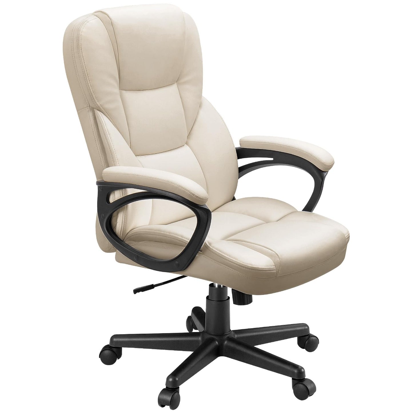 Furmax Office Executive Chair High Back Adjustable Managerial Home Desk Chair, Swivel Computer PU Leather Chair with Lumbar Support (1, Beige)