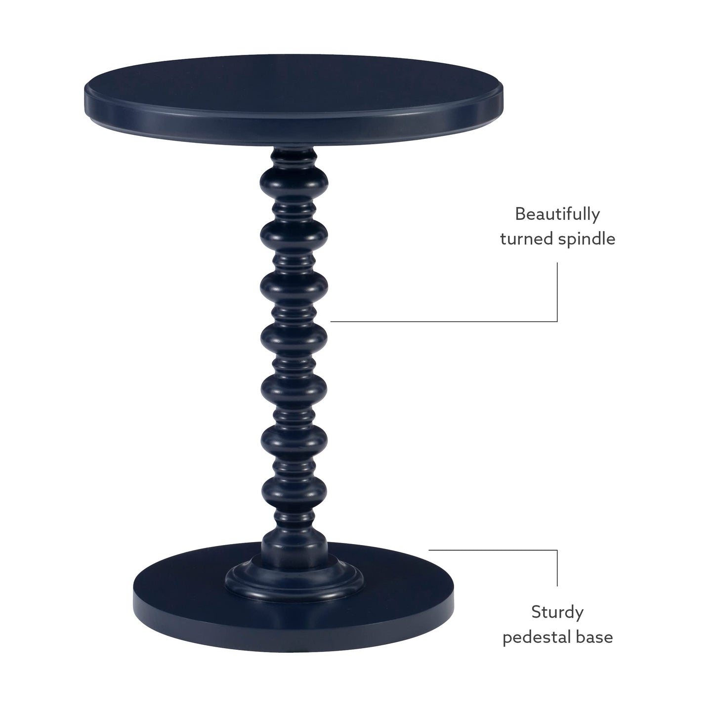 Tarkin Round Navy Blue Turned Spindle Pedestal Side Accent Table by Powell