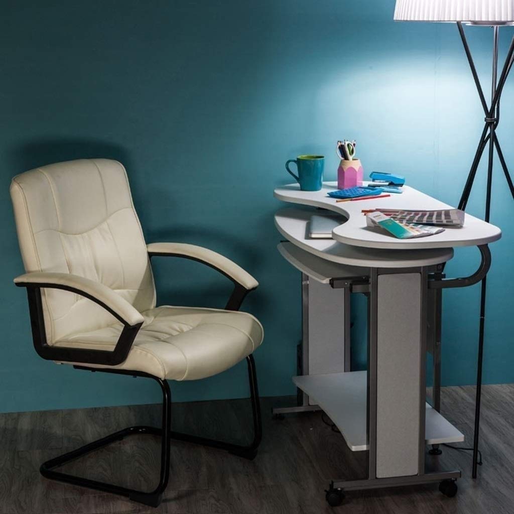 IWHBCBOIX Office Elements Classic Replica Chair - Vegan Leather, Thick high Density Foam, Chrome arms Visitors in PU Suitable for and Home （White or Black）