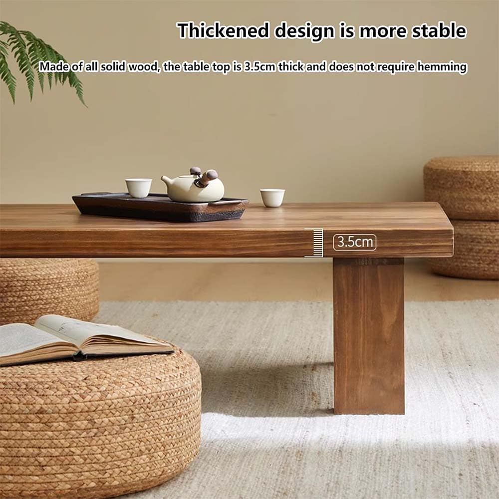 GHHDPXM Japanese Low Coffee Table Solid Wood Table Small Palace Style Floor Table Brown Ideal for Sitting 80 x 50 x 38 cm Perfect for Living Room & Zen Spaces.