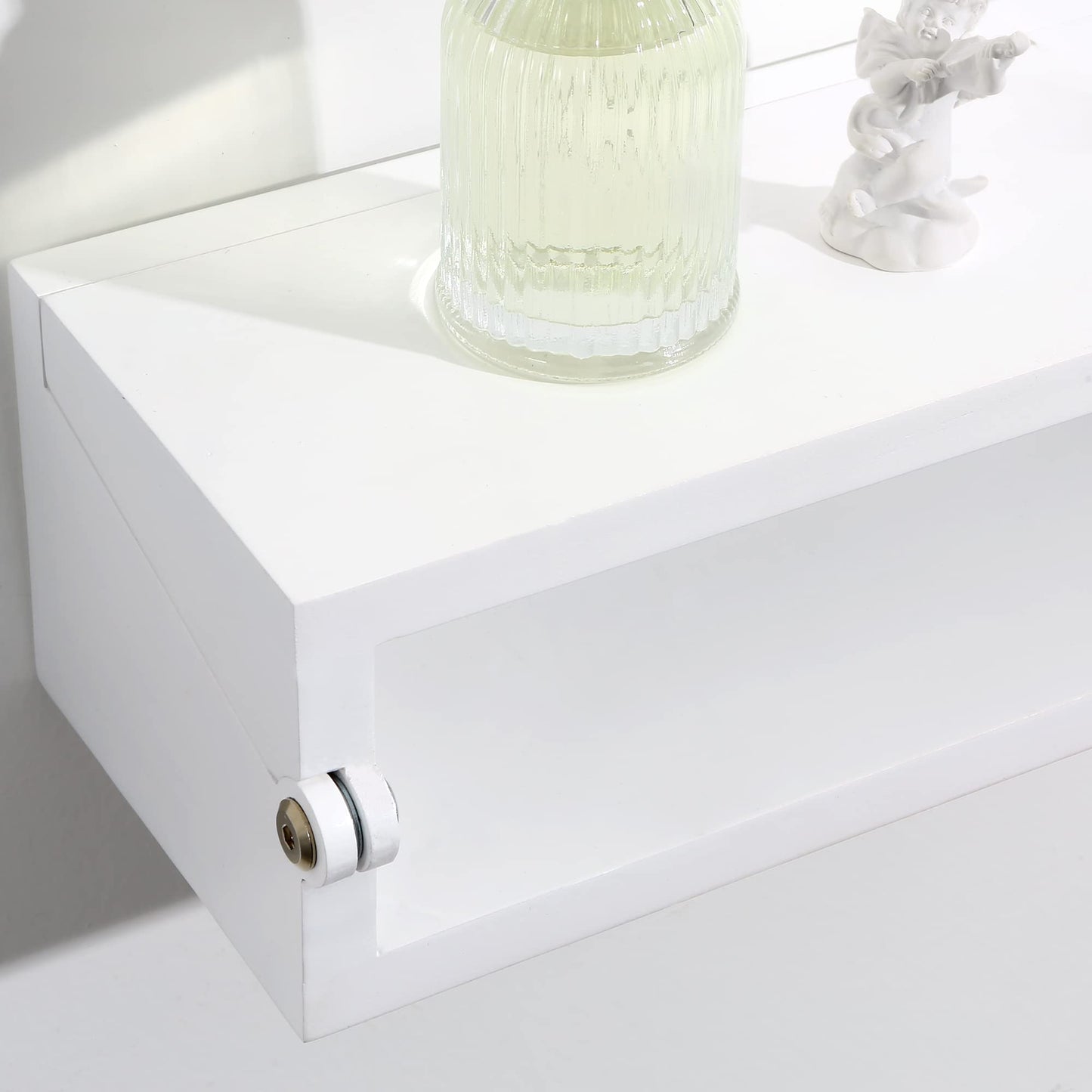 SUMGAR Floating Nightstand White Modern Bedside Table Organiser Fully Assembled Shelf Small Spaces Wall Mounted Storage Wood Furniture for Bedroom Home Decor 13 Inch Wide