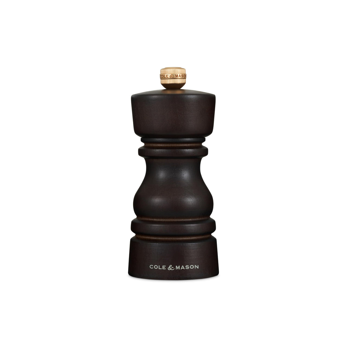 Cole & Mason London Refillable Spice Mill - Kitchen & Home Accessory - Table Salt Grinder - Salt Mill with Ceramic Mechanism - 5", Chocolate Wood