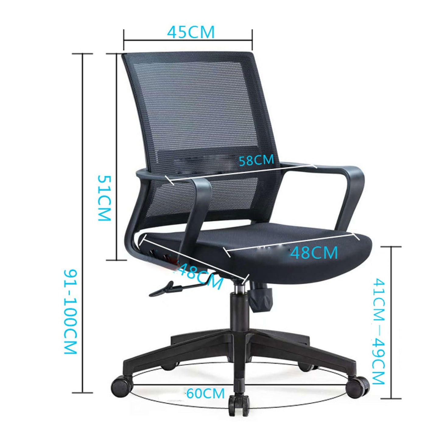 Mid Back Office Chairs Cantilever Desk Chair Ergonomic Mesh Meeting Chair with Lumbar Support, Sled Base,No Wheels Armchair for Meeting Boardroom Visitor Reception