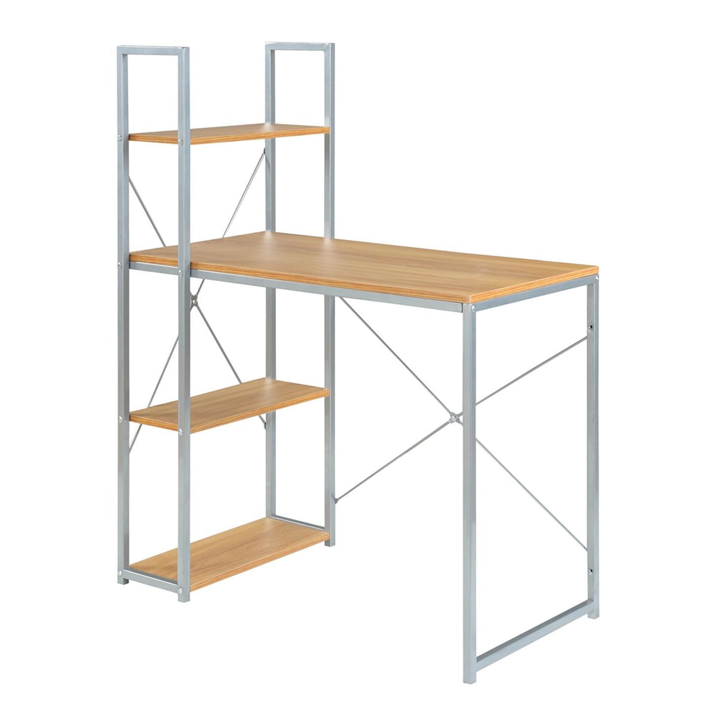Convenience Concepts Desigsn2Go Office Workstation Desk 36" - Modern, Contemporary Writing Accent with Storage Shelves for Dorm Room & Home Study, Light Oak