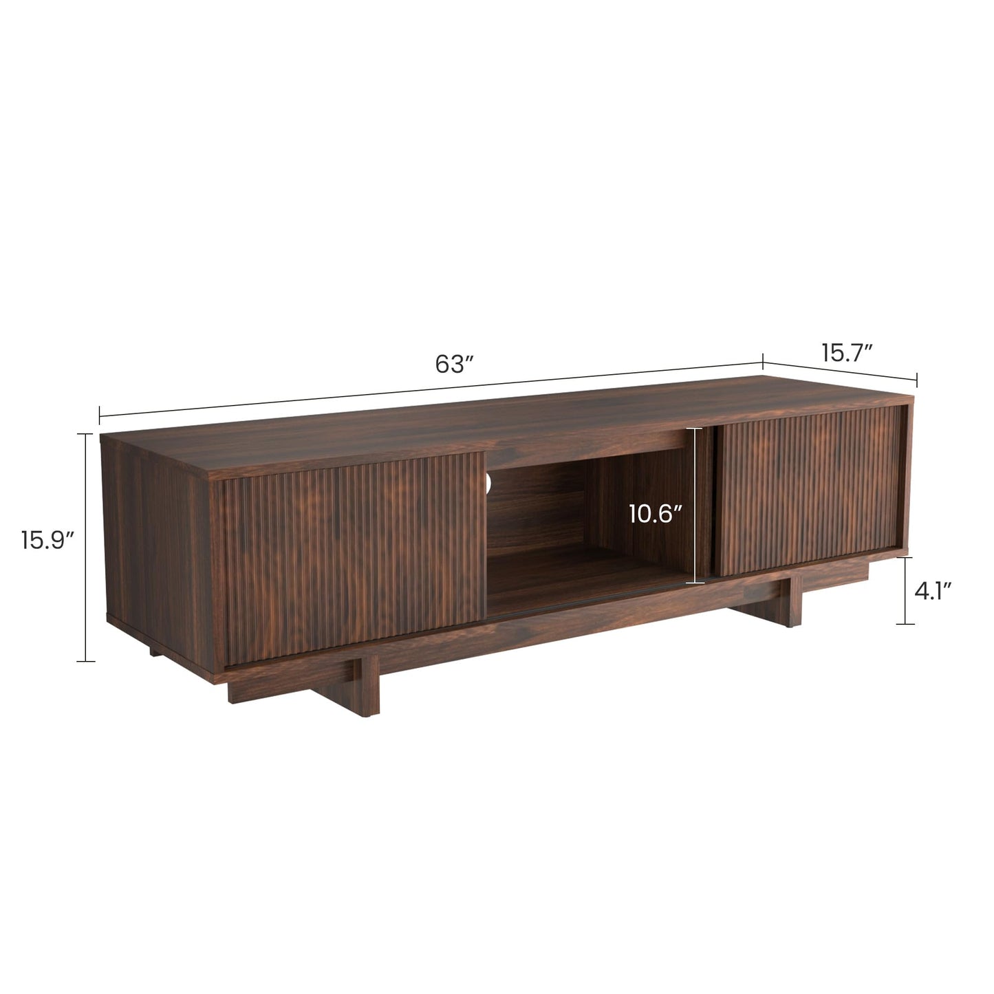 Garvee 55/63 Inch TV Stand, Farmhouse TV Stand with Wave-Like Door, Mid Century Entertainment Center with Storage, TV and Media Console for Living Room, Walnut