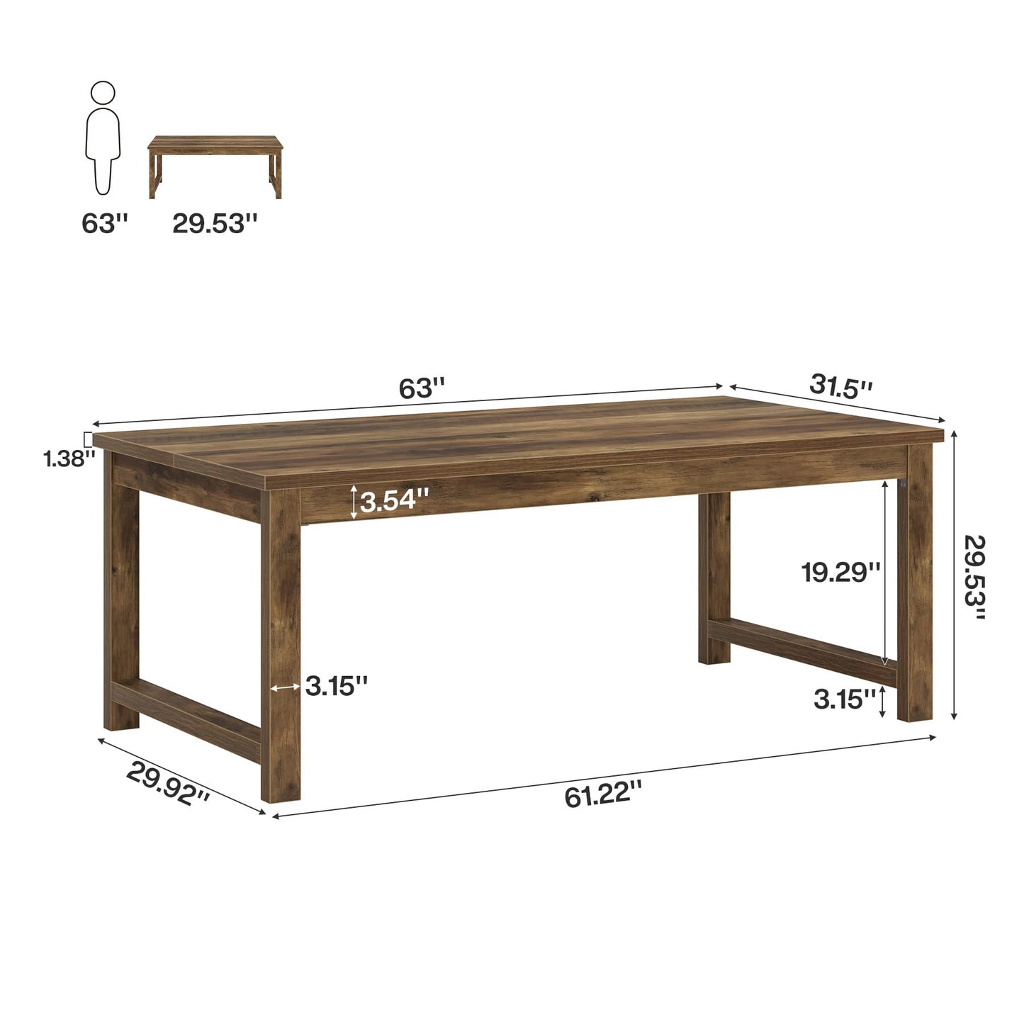 Tribesigns Modern Computer Desk, 63 x 31.5 inch Large Office Desk Computer Table Study Writing Table Workstation for Home Office, Brown Wood