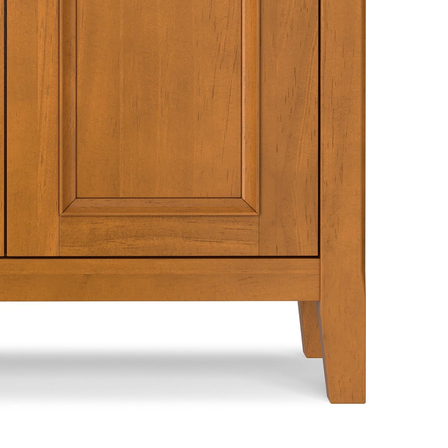 SIMPLIHOME Amherst Storage Cabinet - 32 inch Wide Solid Wood 2-Shelf Low Storage Unit in Light Golden Brown, Transitional Console or Accent Cupboard for Living Room or Entryway with Adjustable Shelves